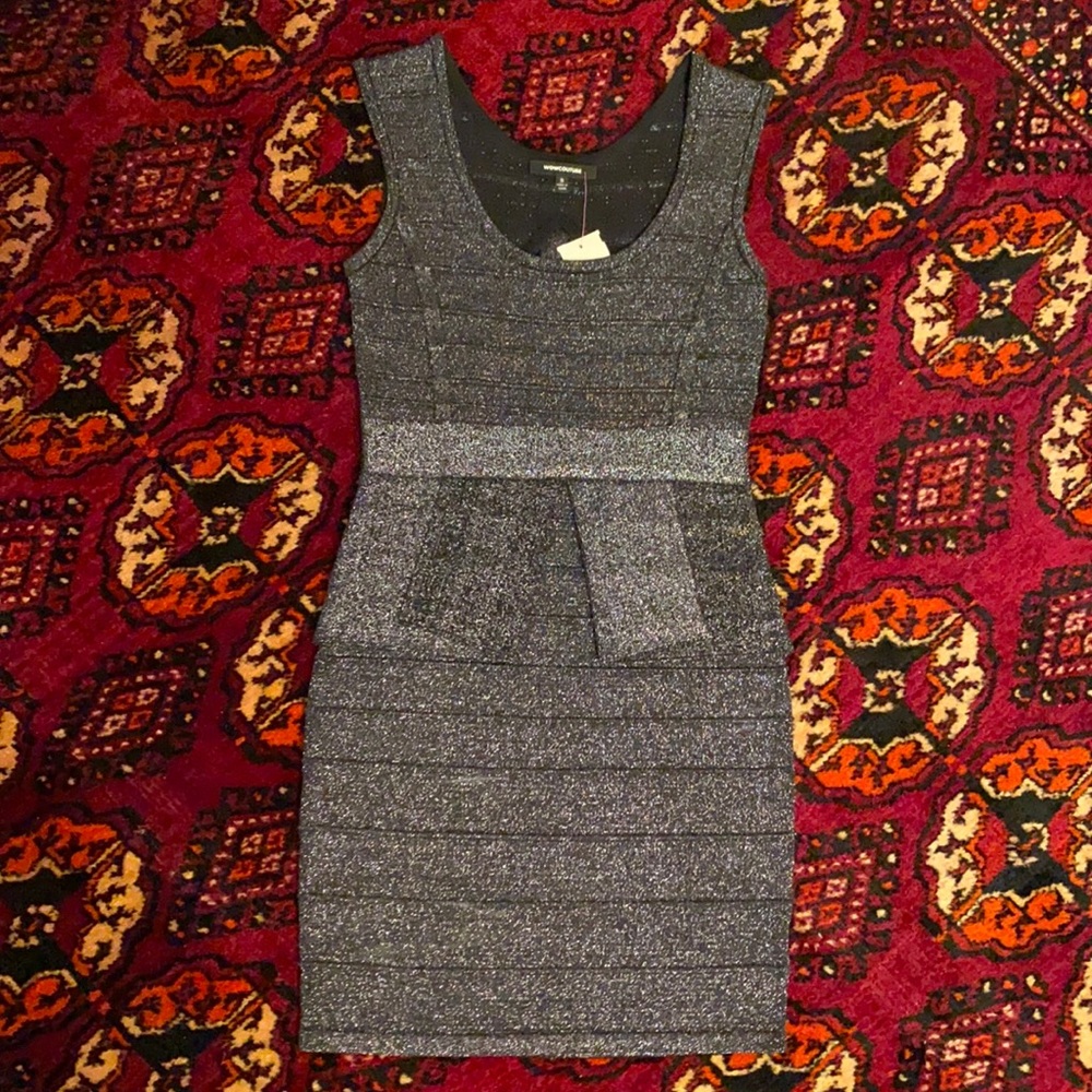 Metallic Peplum Bodycon Dress